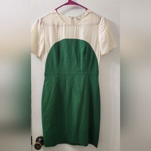 Stella McCartney Cream and White Puff Sleeve Sheath Dress